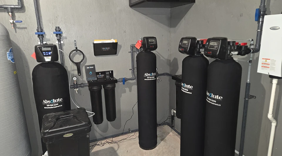 Custom Deluxe full basement water treatment system with UV purification installed in Tillsonburg, Ontario